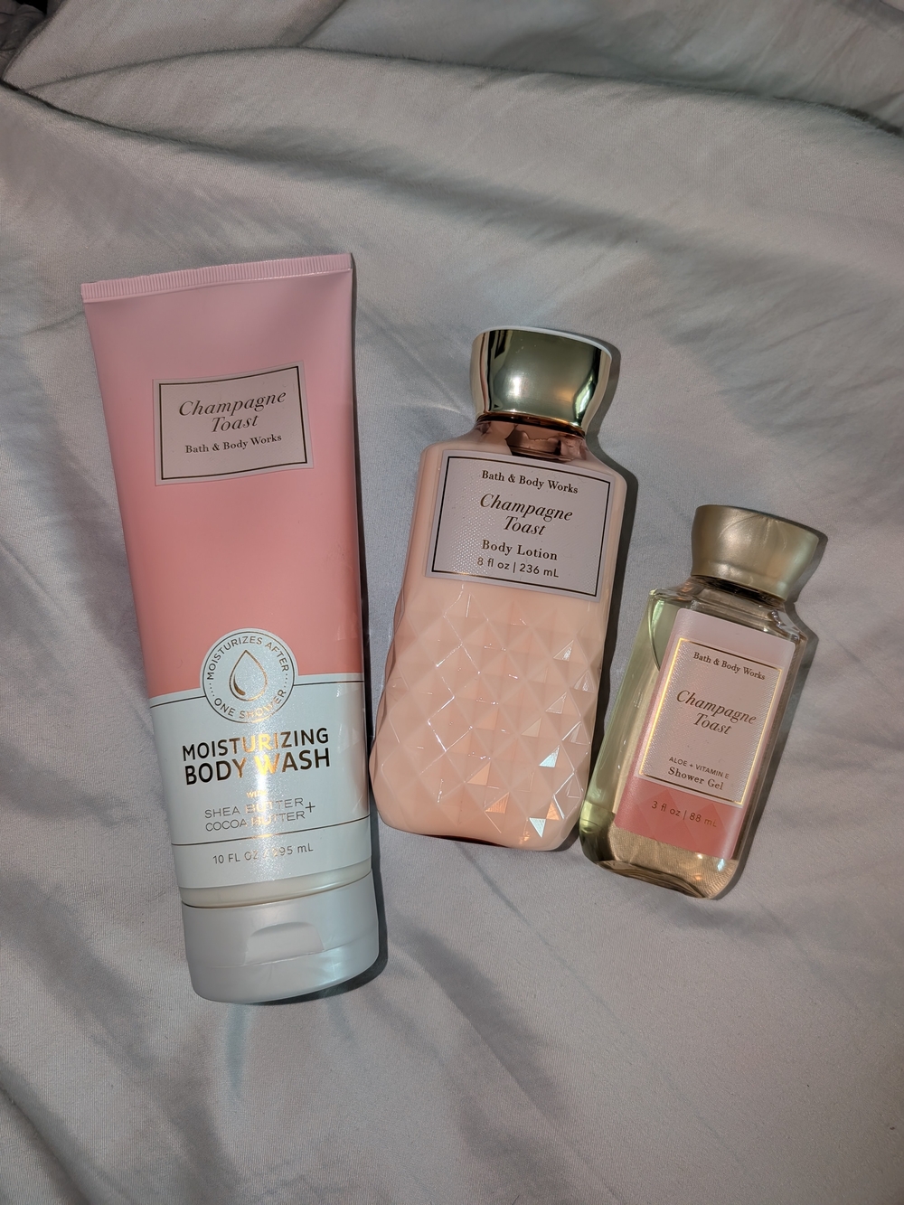 Bath & Body Works Champagne Toast Pink Body Wash, Lotion & Shower Gel Set